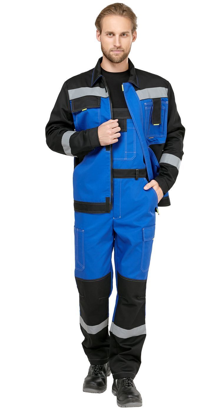 Костюм мужской рабочий летний Гудзон NEW с пк василек-черный