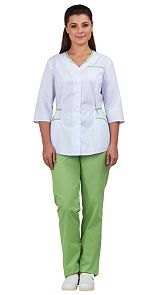 Комплект одежды женской "Ольга" белый-лайм